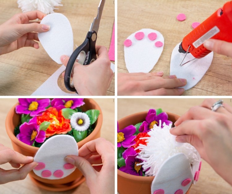 DIY Easter decorations Bunny in a pot tutorial step bystep