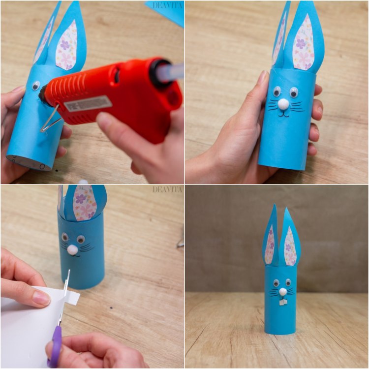 DIY Easter decorations toilet paper roll bunny instructions