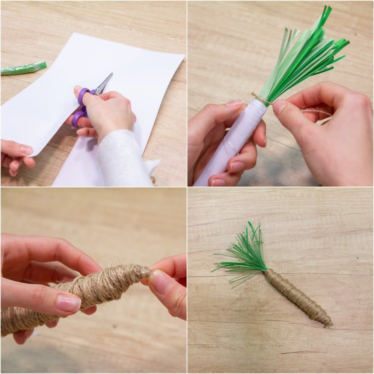 DIY Easter decorations twine carrot step by step