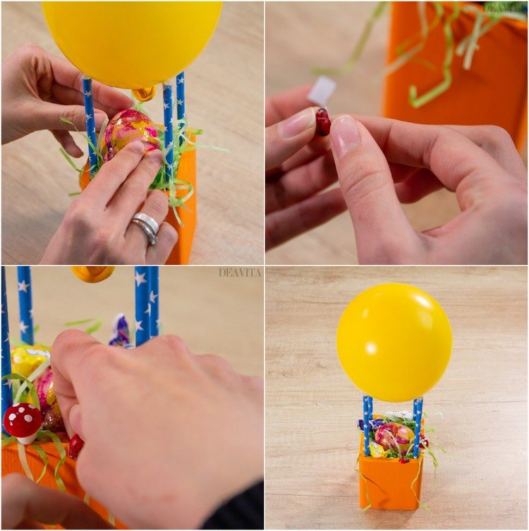 DIY Easter gifts How to make a hot air balloon gift basket step by step