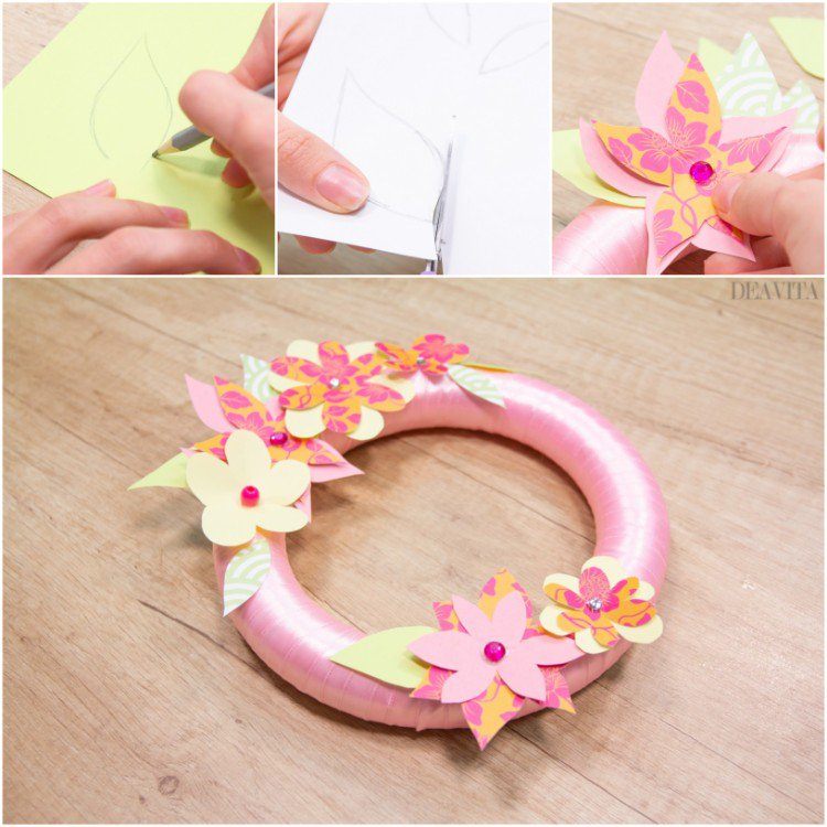 DIY-Paper-Flower-Wreath-spring-decoration-ideas