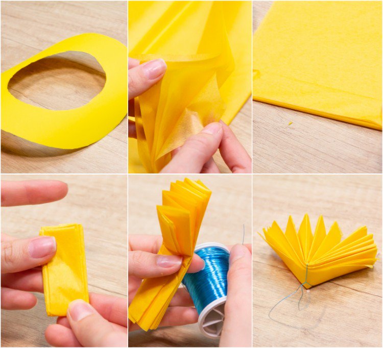 DIY Tissue paper flower wreath materials tutorial easy crafts