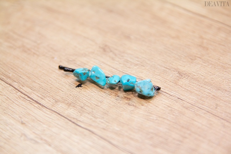 DIY Turquoise gemstone hairpin kids craft ideas