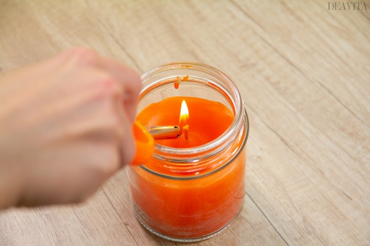 DIY candle in glass jar step by step tutorial
