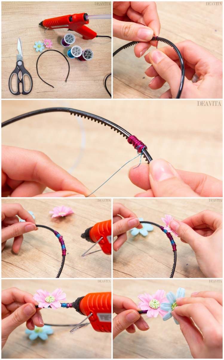 DIY flower hairband fun craft ideas for children tutorial