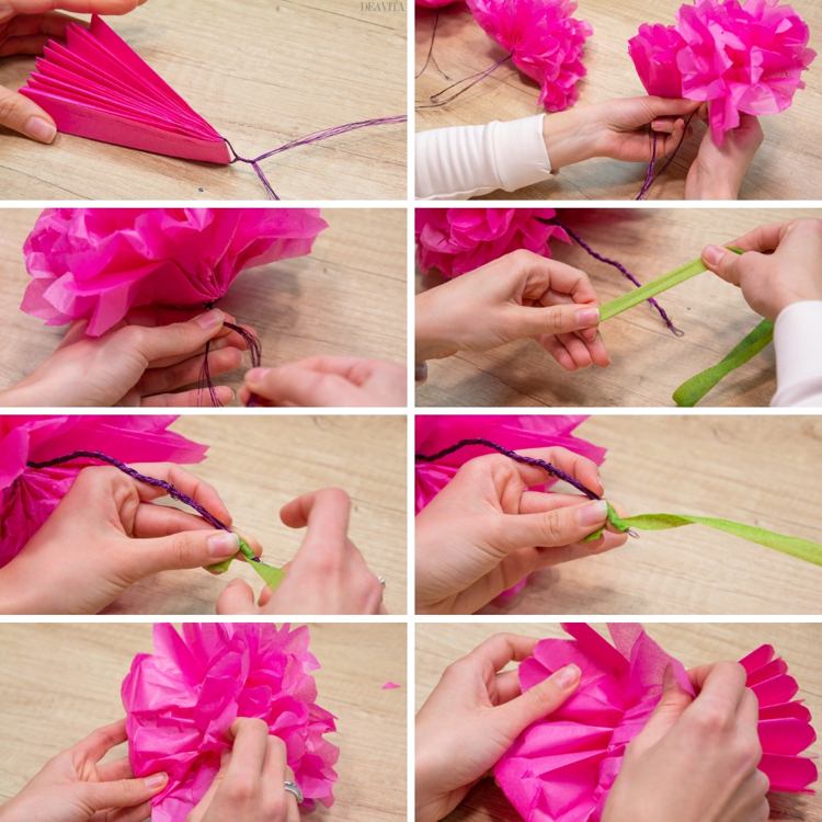 DIY flowers from tissue paper step by step