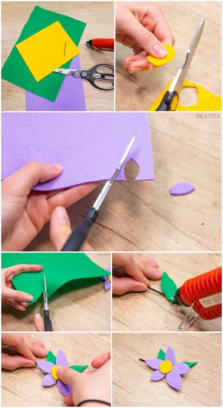 DIY-hair-accessories-Hairpin-with-felt-daisy-flower-crafts-for-kids-tutorial