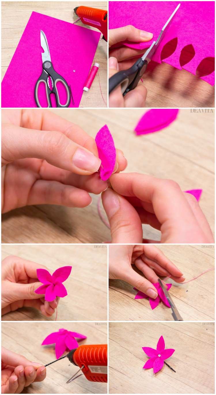 DIY hair accessories hairpin cute felt flower instructions