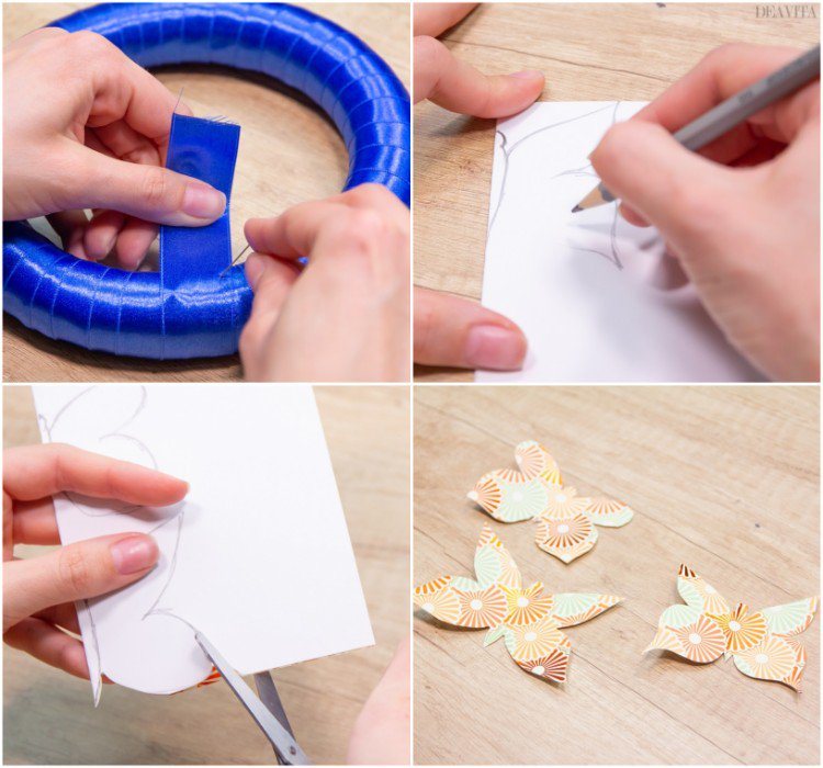 DIY spring wreaths how to make paper butterflies tutorial