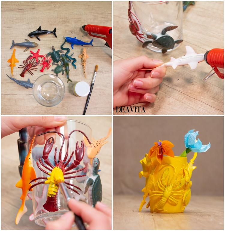 DIY vase ideas with figures of sea animals directions