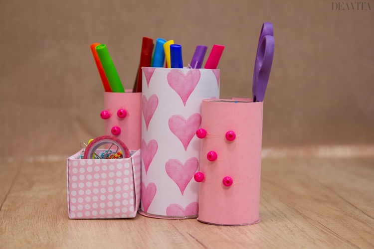 Fun paper craft ideas DIY desk organizer 