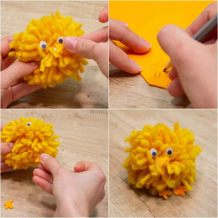 How to make a cute pom pom chick tutorial