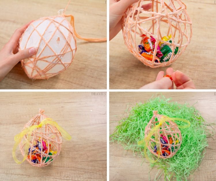 How to make a string egg Easter craft ideas tutorials step by step