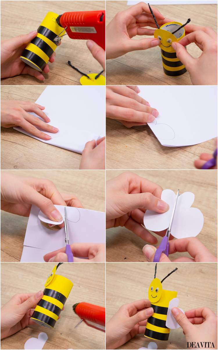 How to make toilet paper roll bee step by step