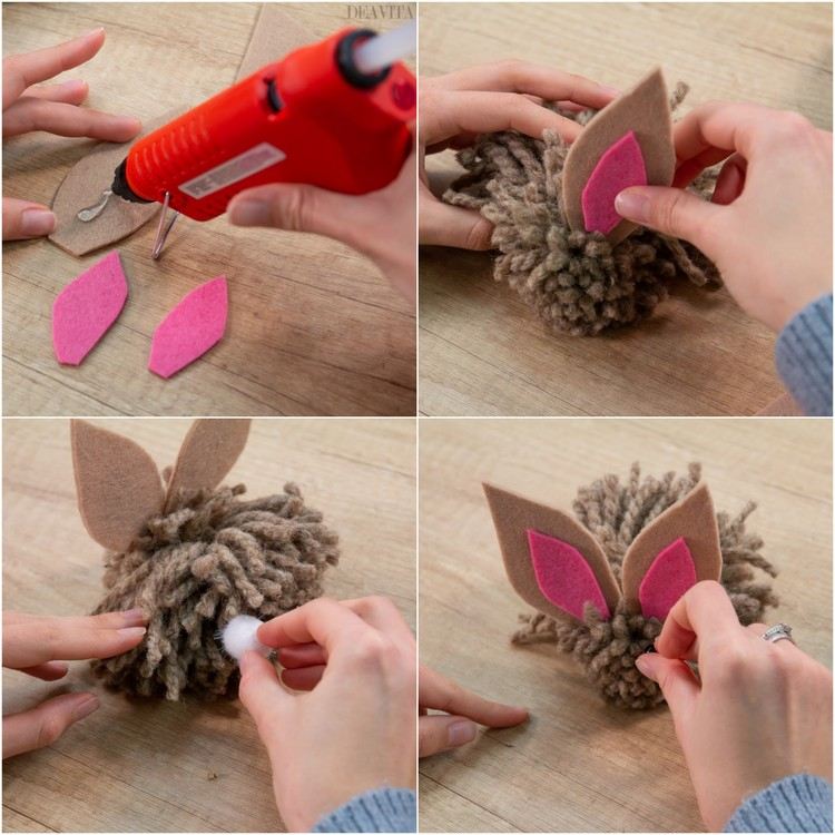 How to make yarn bunny tutorial cool Easter craft ideas
