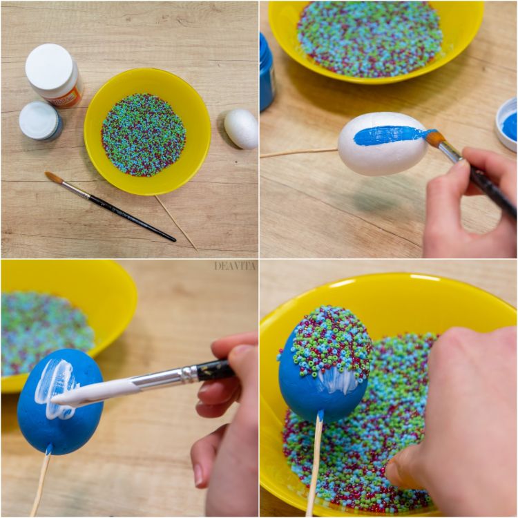 how to make a beaded Easter egg step by step
