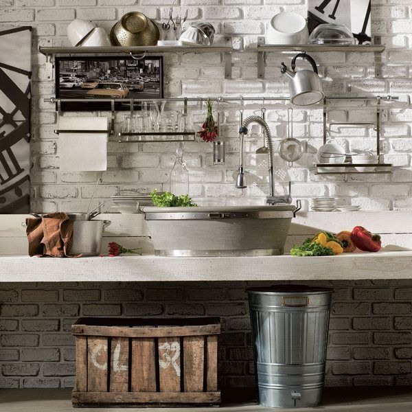 industrial kitchen ideas with rails open shelf above the sink