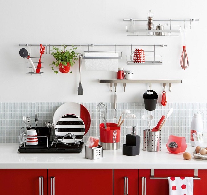 modern kitchen ideas wall storage rails and organizers