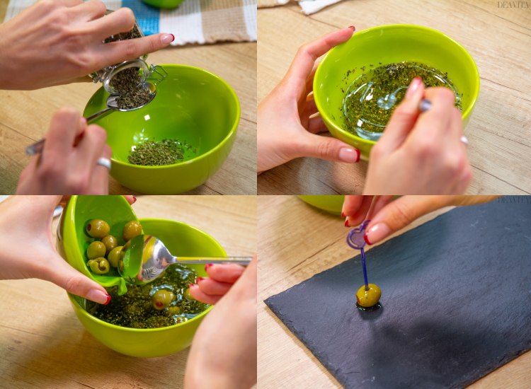 party finger food Green olives with herbs directions
