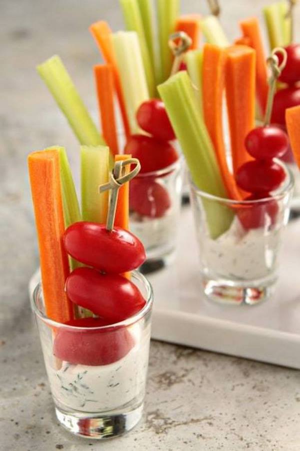 party food ideas vegetarian salad dill dip and vegetables 