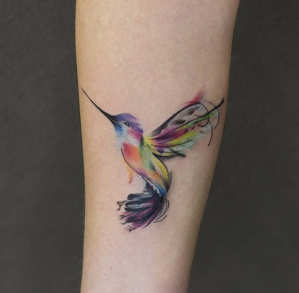 watercolor tattoo ideas hummingbird