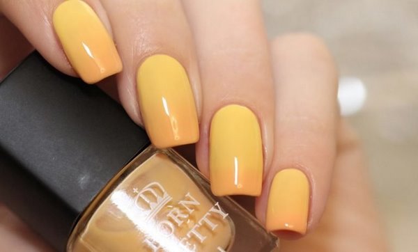yellow orange ombre nail design