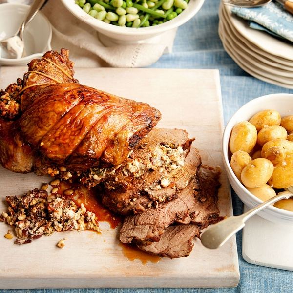 Mediterranean style lamb with feta cheese stuffing