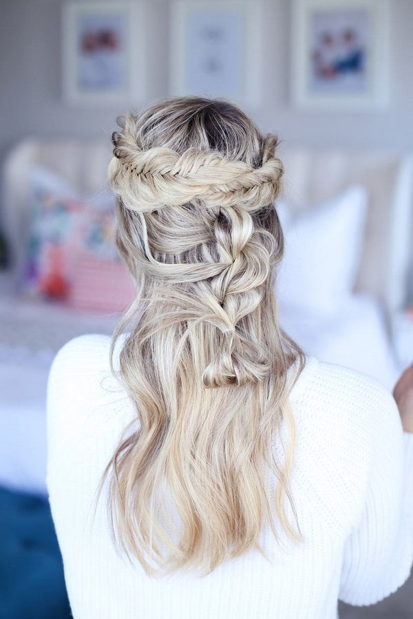 cool prom hairstyles half up with braids and twists
