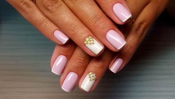 elegant french manicure with beads