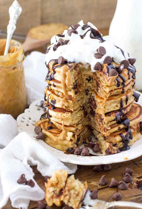pancakes with peanut butter and chocolate chips