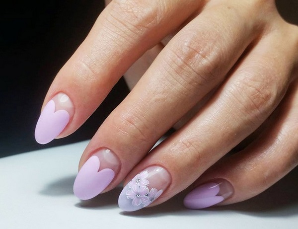 spring manicure ideas pink negative space and floral design