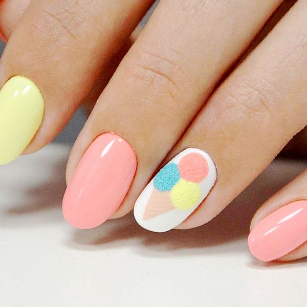 summer nail art designs for short nails with ice cream 