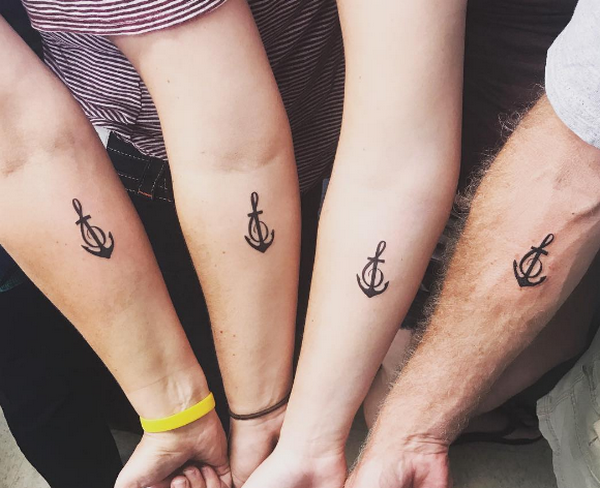 Matching anchor tattoos for friends and family