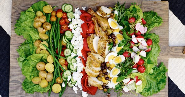 Nicoise style salad with roasted chicken