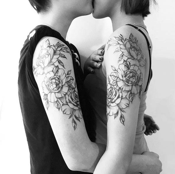 beautiful flowers tattoo design ideas for couples