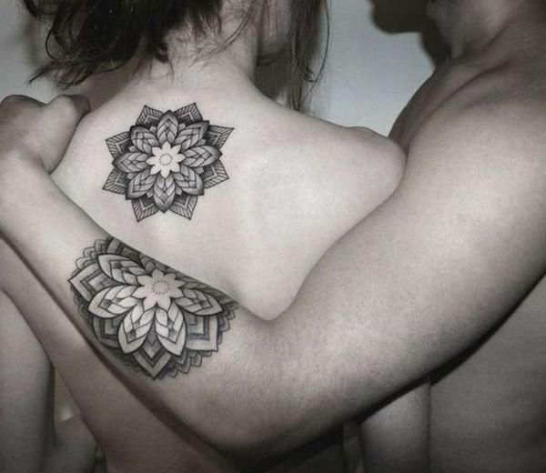 couple symmetrical flowers forearm back simple tattoos 