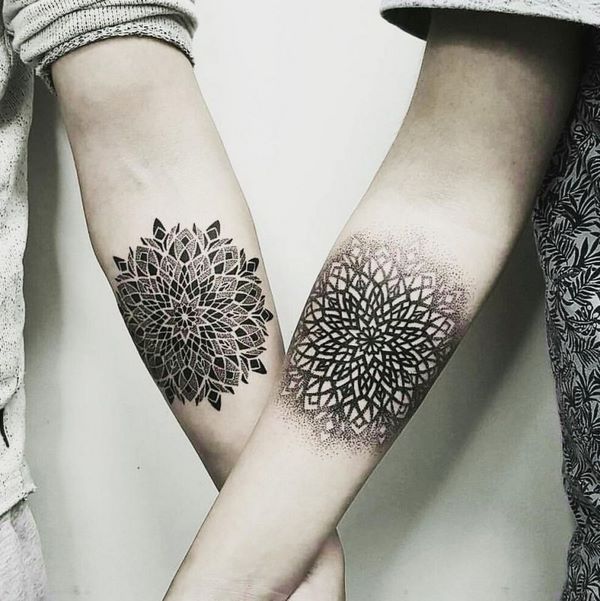 mandala couple tattoo design ideas matching designs