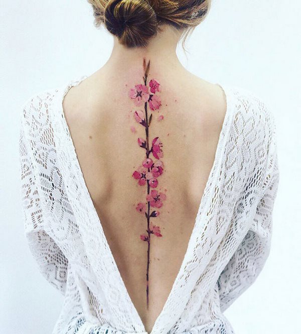 spine tattoo ideas feminine flower design
