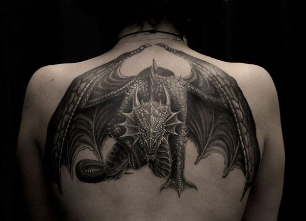 unique dragon tattoo design on back