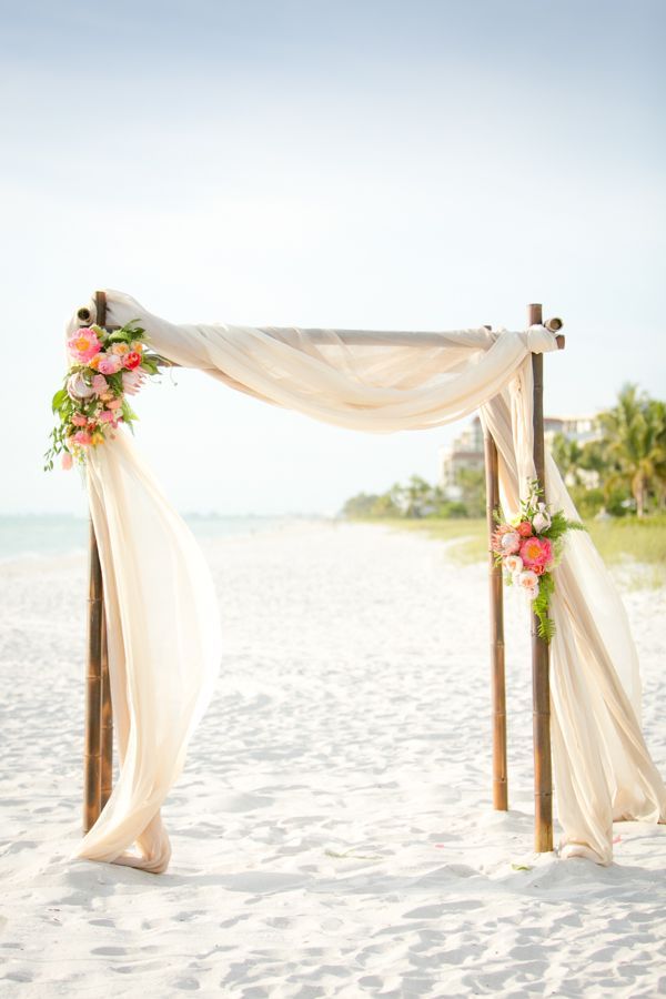 Beautiful Boho beach wedding ceremony arch decoration