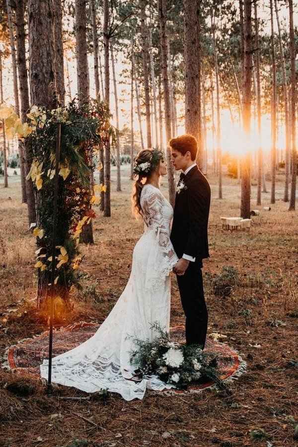 boho chic wedding bride and groom styling dress and suit