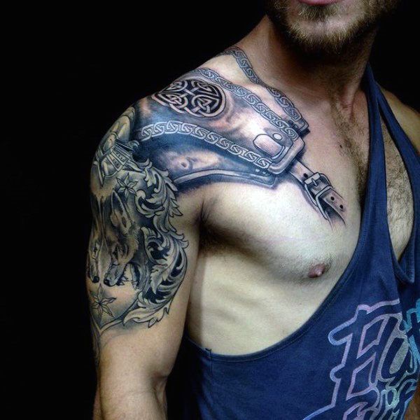 masculine armor tattoo celtic style designs