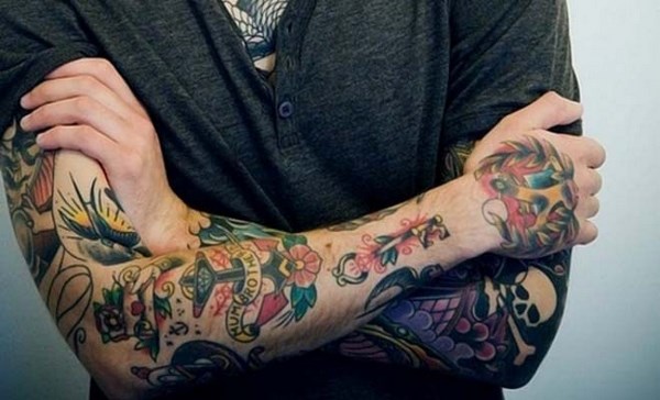 old school forearm tattoos for men