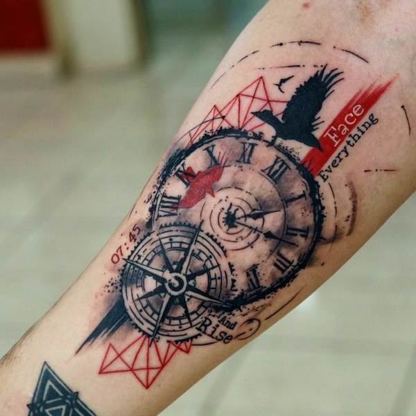 unique compass tattoo design ideas for men in different styles
