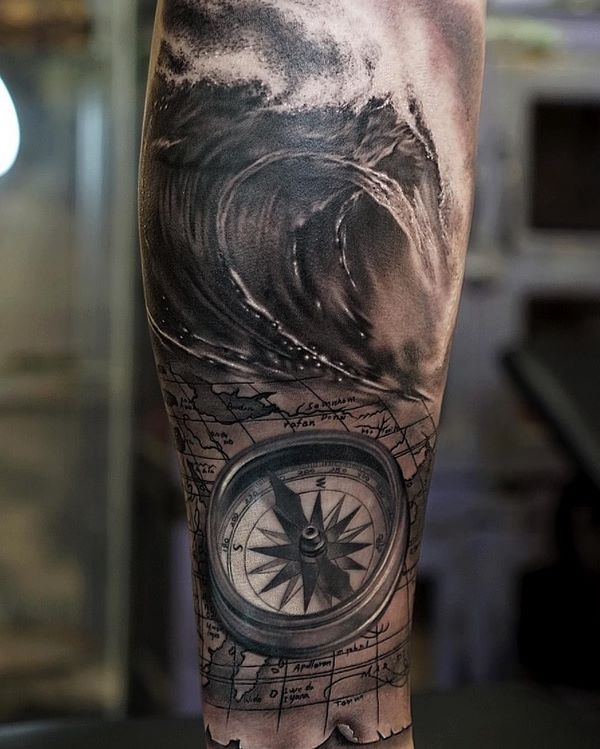 Forearm Compass Tattoo Black Ideas | Compass tattoo, Compass tattoo design,  Nautical compass tattoo