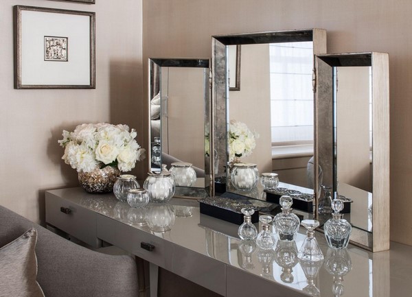 vanity table with trifold mirror stylish furniture ideas