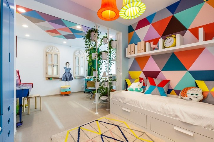 Geometric decor for nursery kids and teenage bedrooms