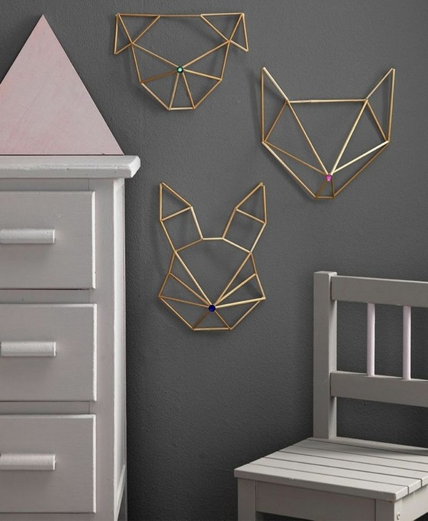 Modern wall decor from metal geometric animals 