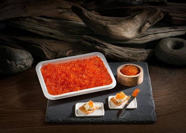 Salmon caviar in plate and party food ideas