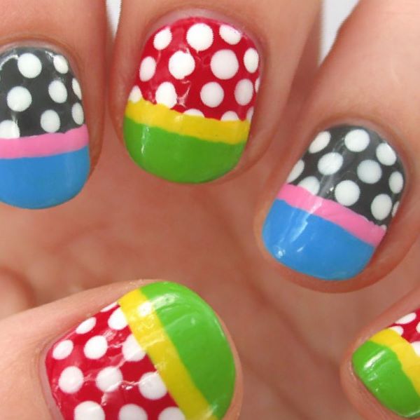 colorful bright summer nail design ideas for little girls